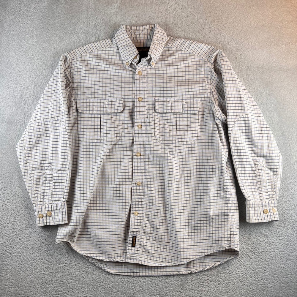 Woolrich Oxford John Rich & Bros Mens L Tattersall Check Elbow Patch Button Down